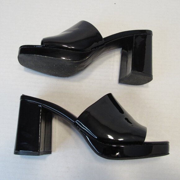 Worthington Laurel Black Block Heeled Open Toe Slip On Slide Sandals Size 7.5M - Picture 5 of 13